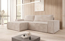 Designer Ecksofa Corino in Cord mit Schlaf- und Klappfunktion
