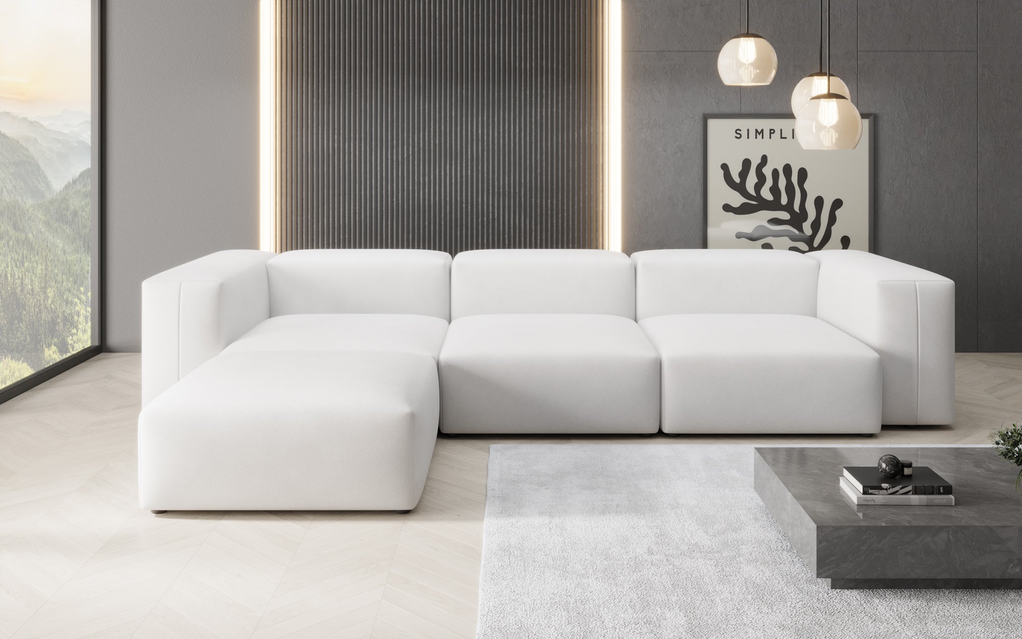 Designer L Sofa Snug in Echtleder