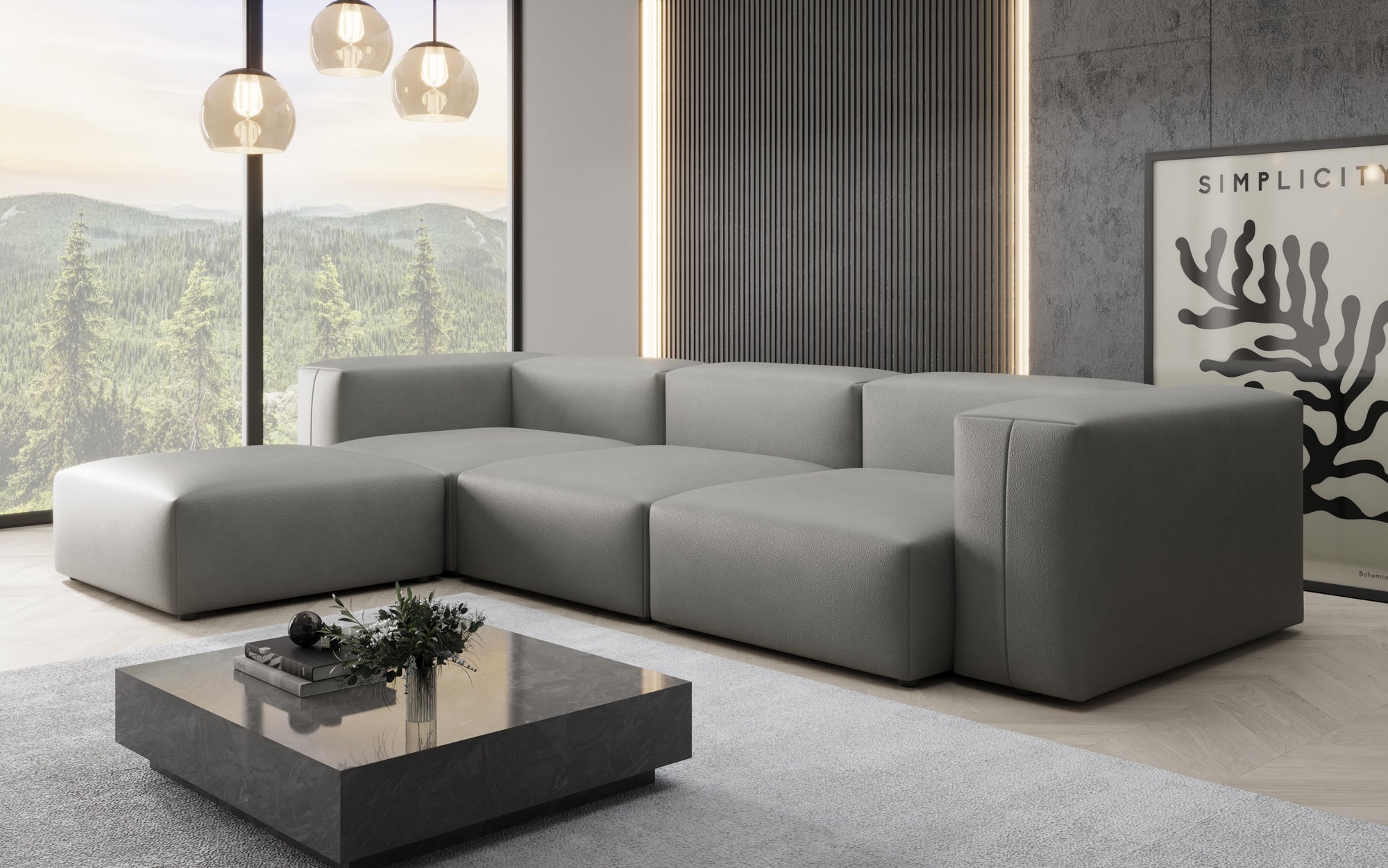 Designer L Sofa Snug in Echtleder