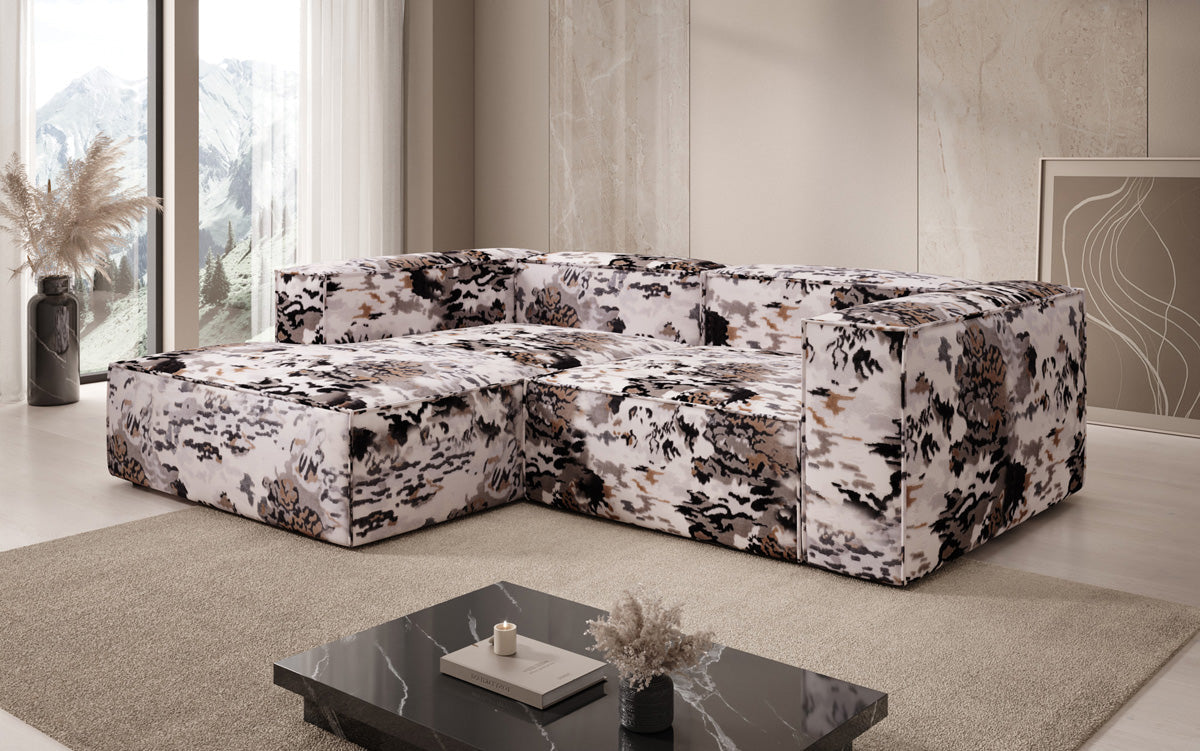 Designer Ecksofa Lesley Mini - Jacquard mit Aquarell-Muster