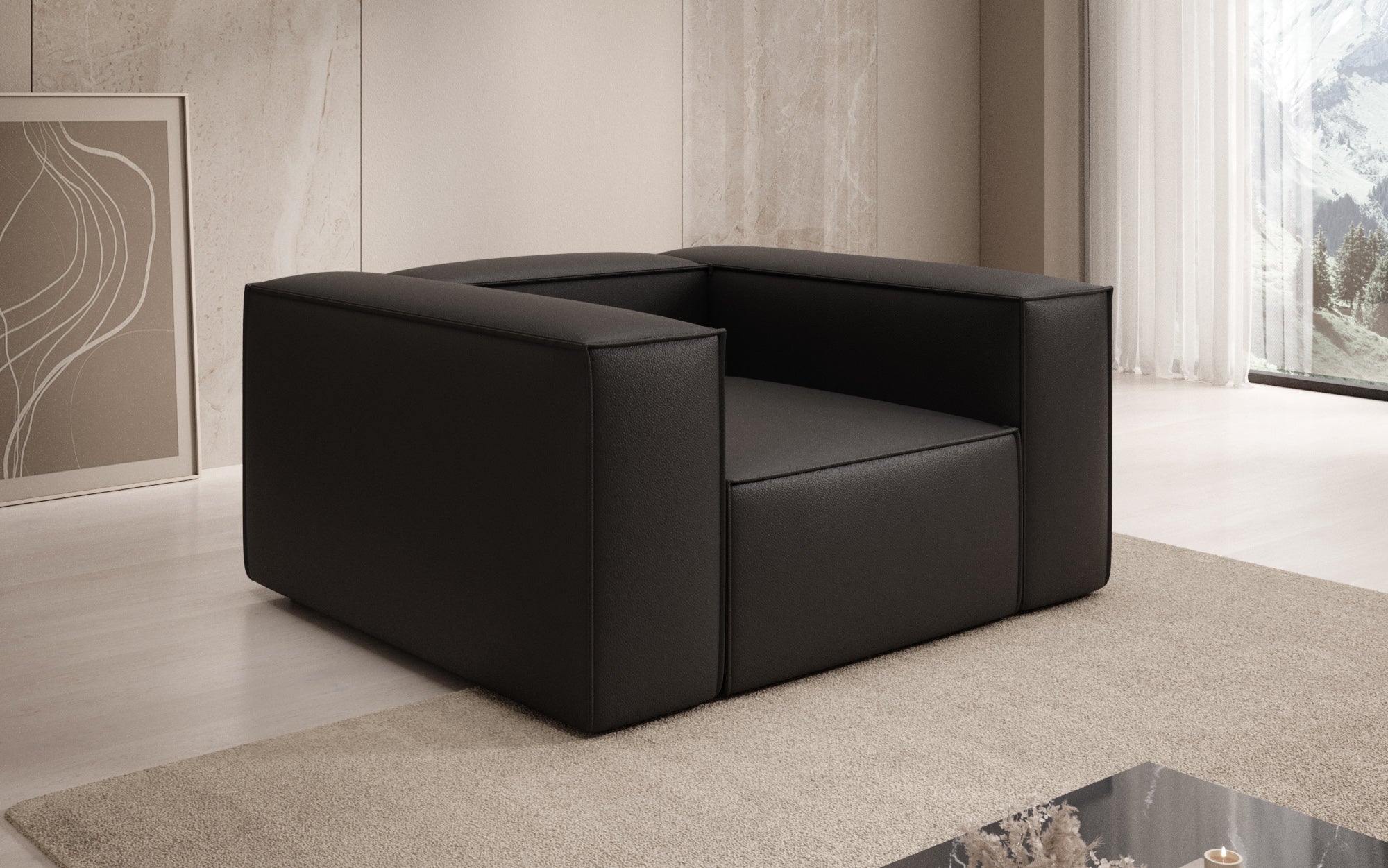 Designer Sofa-Sessel Lesley in Echtleder