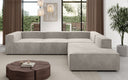 Designer Ecksofa Lesley mit langer Ottomane in Samt