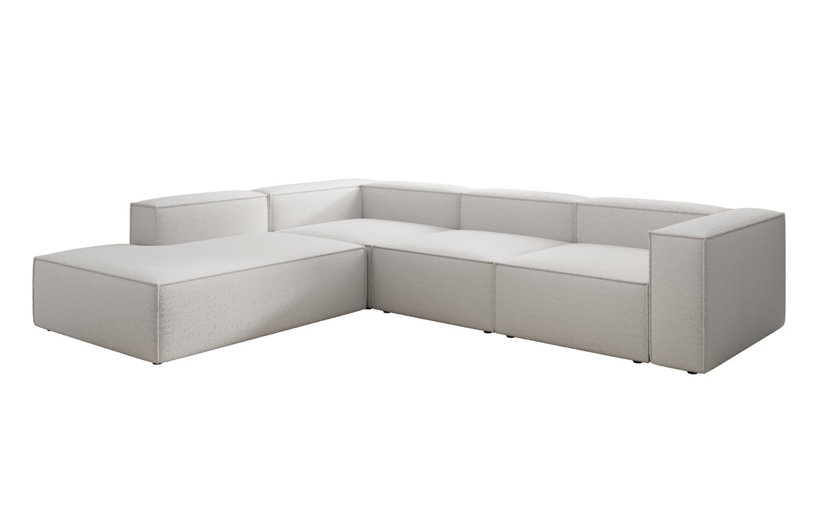 Designer Sofa Lesley L mit langer Ottomane in Bouclé
