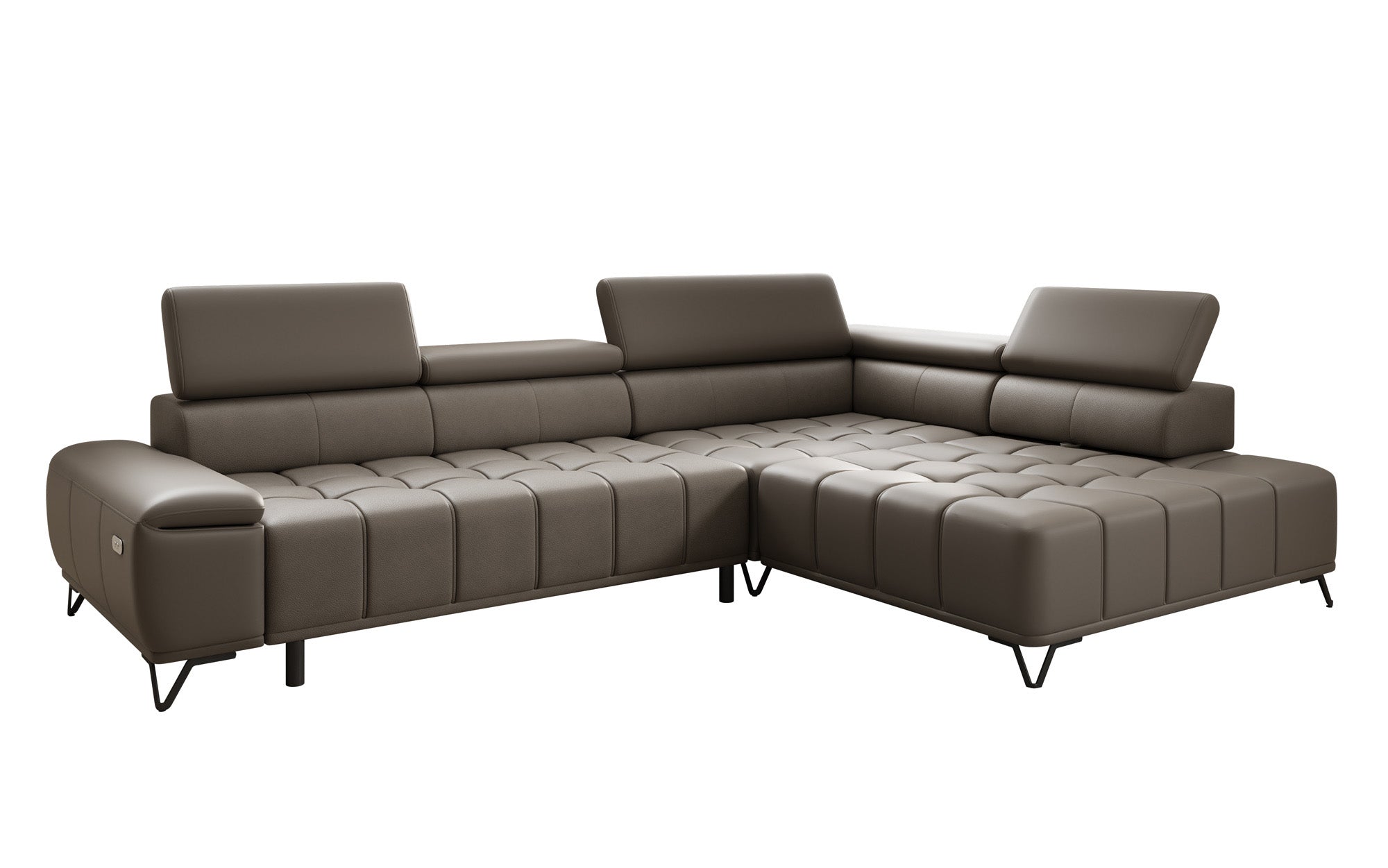 Designer L Sofa Selora mit elektrischer Schlaffunktion und verstellbarerer Rückenlehne in Echtleder