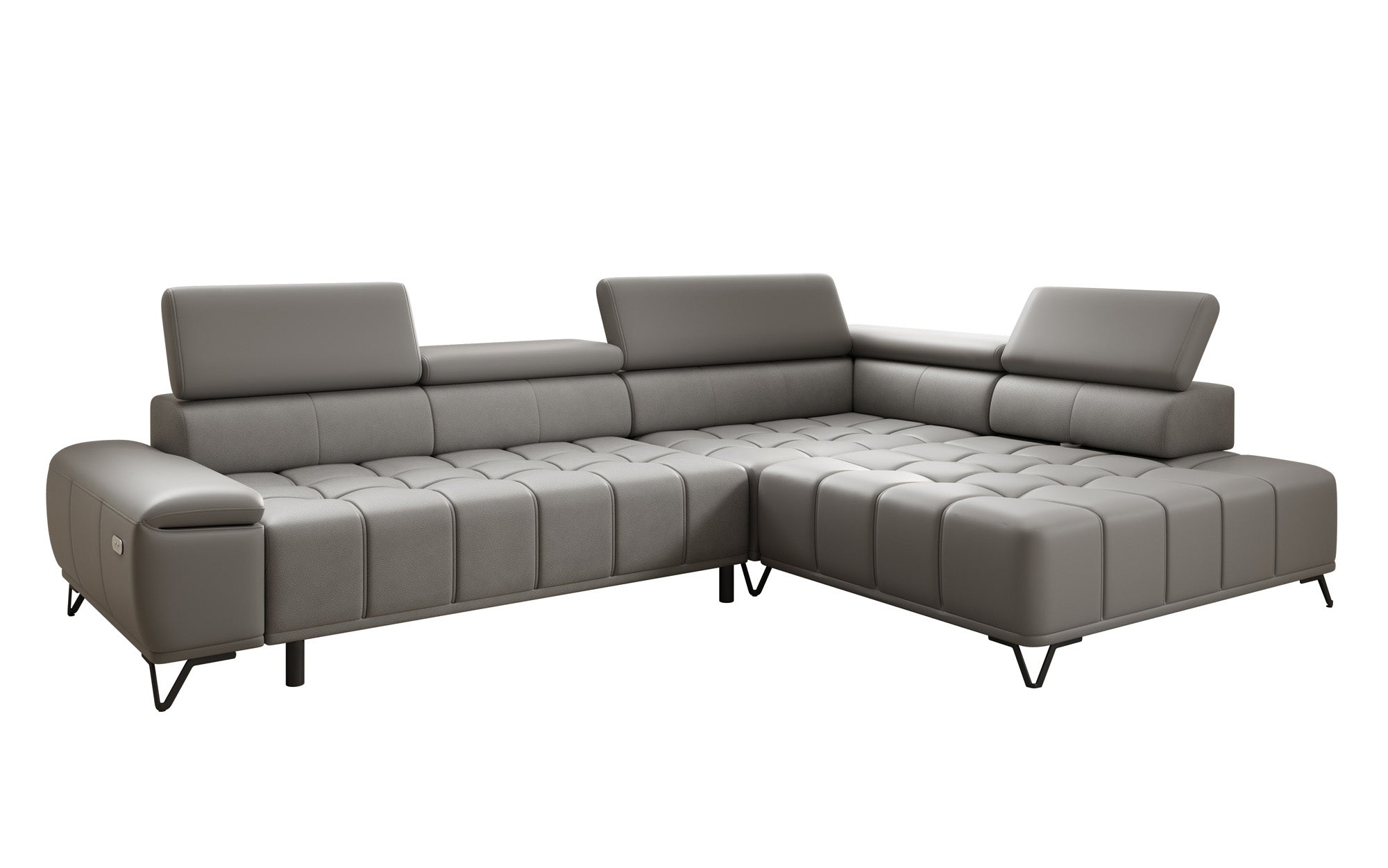 Designer L Sofa Selora mit elektrischer Schlaffunktion und verstellbarerer Rückenlehne in Echtleder