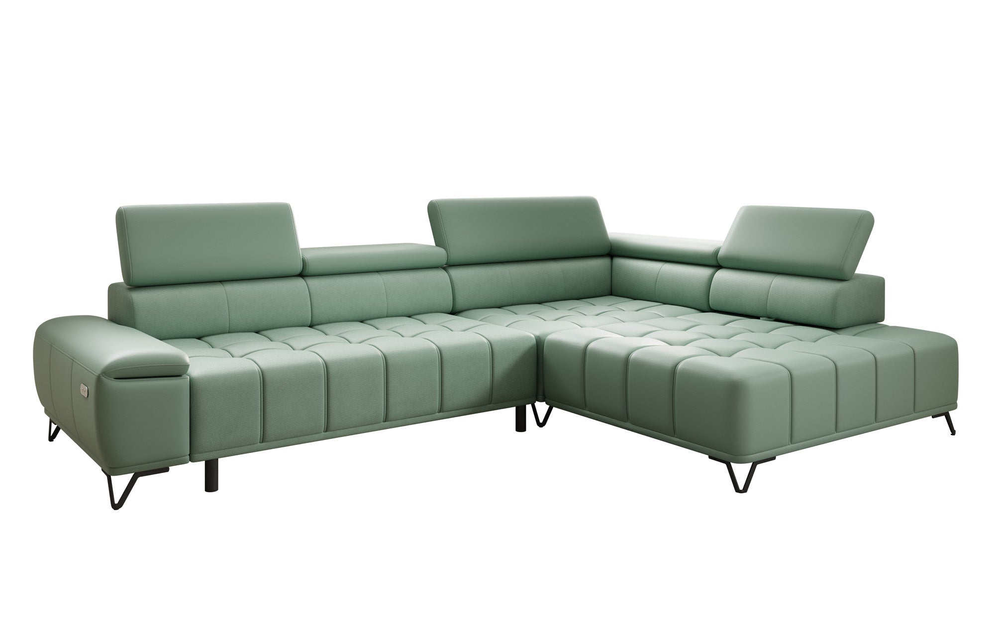 Designer L Sofa Selora mit elektrischer Schlaffunktion und verstellbarerer Rückenlehne in Echtleder