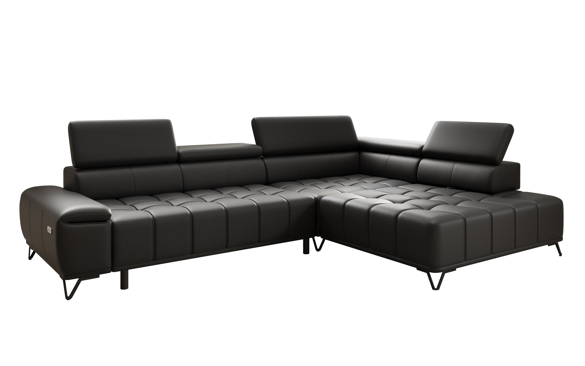 Designer L Sofa Selora mit elektrischer Schlaffunktion und verstellbarerer Rückenlehne in Echtleder