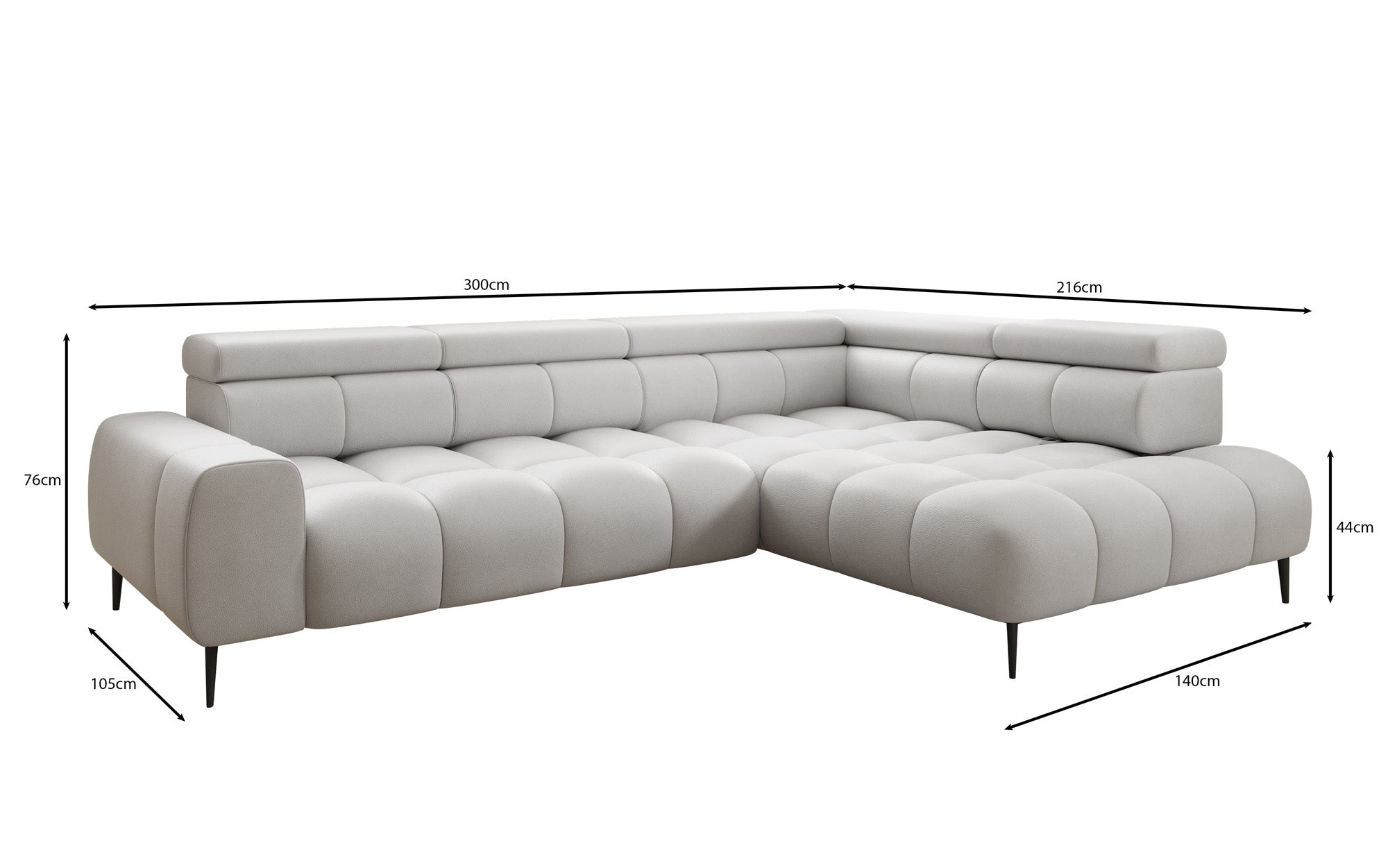 Designer Sofa Ceora L mit elektrischer Schlaffunktion und verstellbarerer Rückenlehne in Echtleder