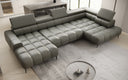 Designer Sofa Ceora U mit elektrischer Schlaffunktion und verstellbarerer Rückenlehne in Echtleder
