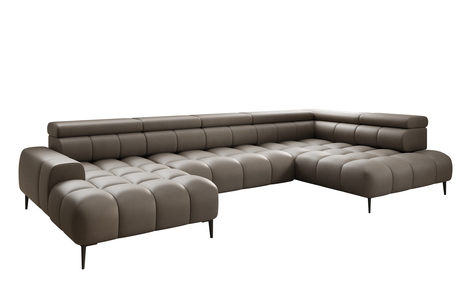 Designer Sofa Ceora U mit elektrischer Schlaffunktion und verstellbarerer Rückenlehne in Echtleder