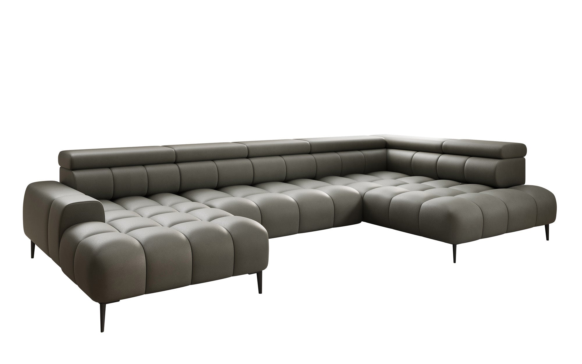 Designer Sofa Ceora U mit elektrischer Schlaffunktion und verstellbarerer Rückenlehne in Echtleder