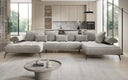 Designer U Sofa Sydney Samt mit elektrischer Schlaffunktion