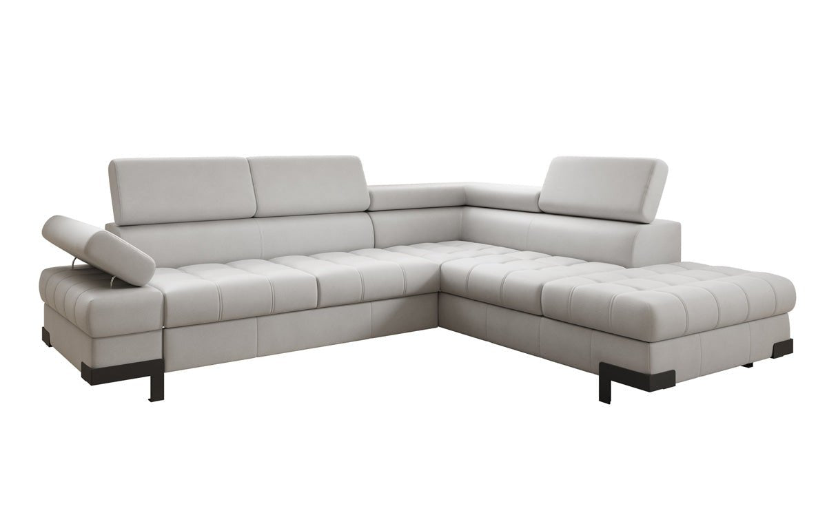 Designer L Sofa Noelia mit Schlaffunktion und Stauraum in Echtleder