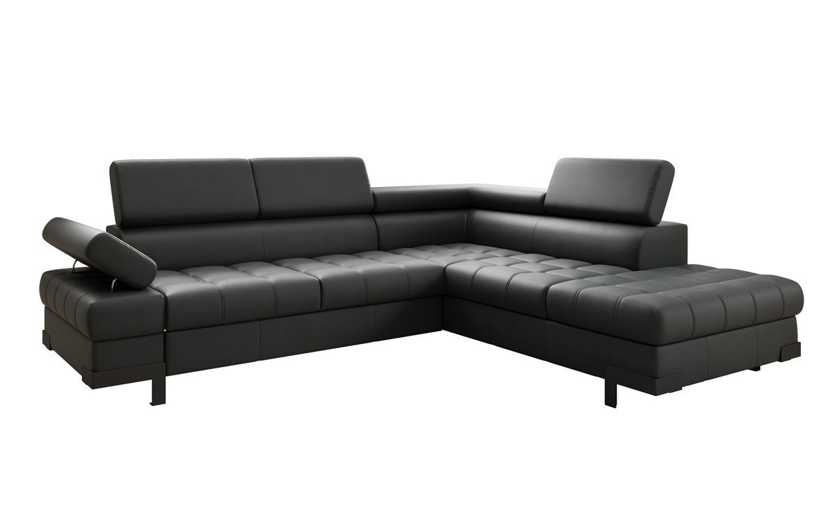 Designer L Sofa Noelia mit Schlaffunktion und Stauraum in Echtleder