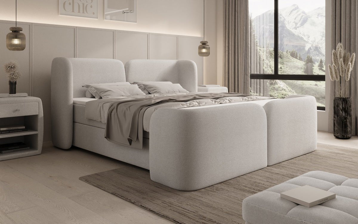 Boxspringbett Riva Bouclé mit Stauraum