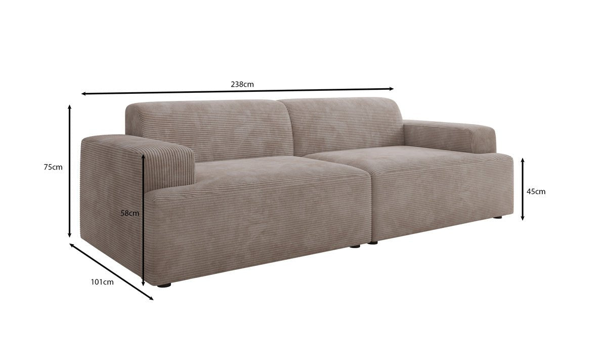 Designer 3 Sitzer Sofa Monza  in Cord
