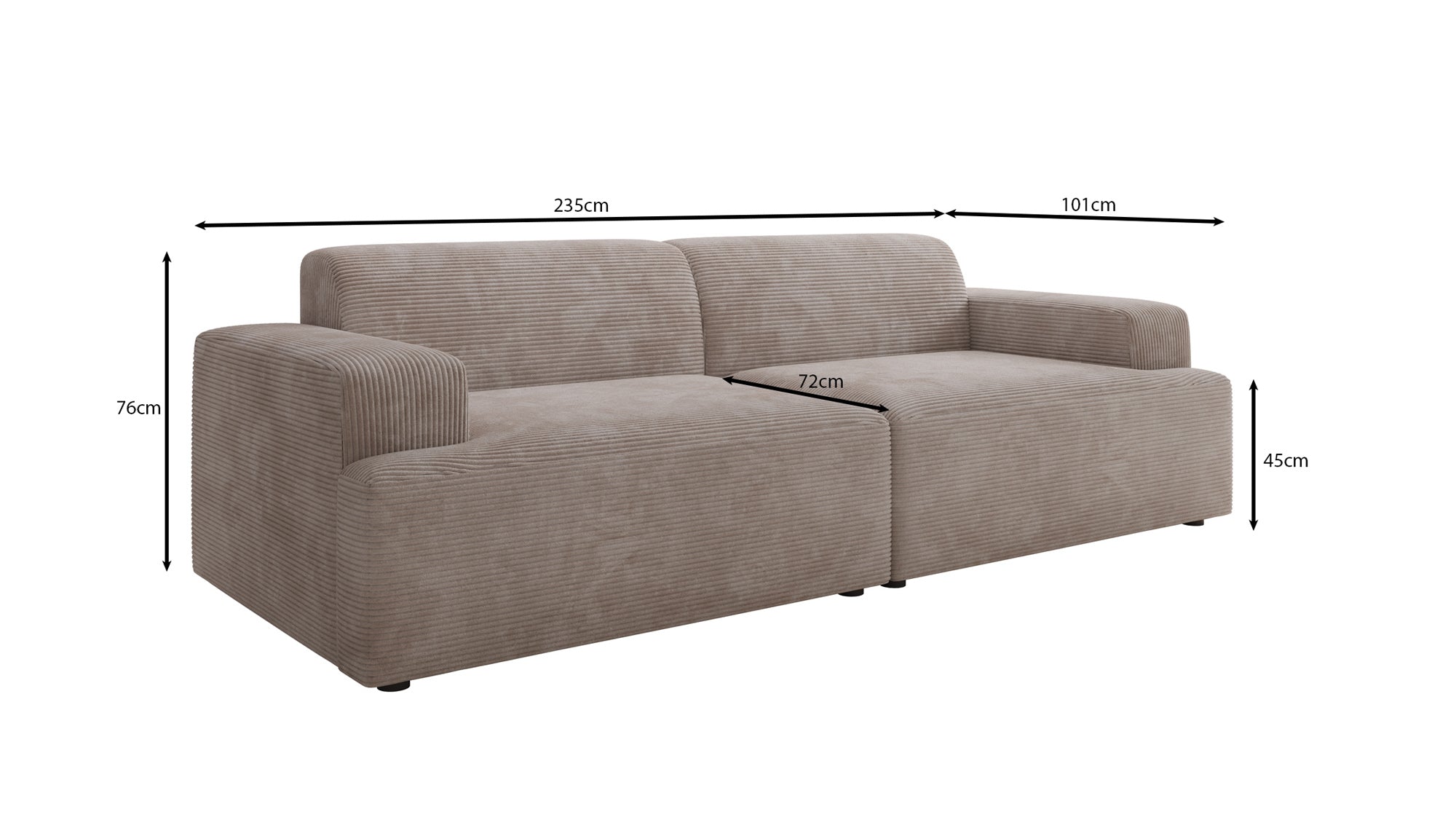 Designer 3 Sitzer Sofa Monza  in Cord