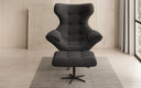 Designer Sofa-Sessel Aurelio inkl. Beistellhocker in Bouclé