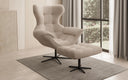 Designer Sofa-Sessel Aurelio inkl. Beistellhocker in Bouclé