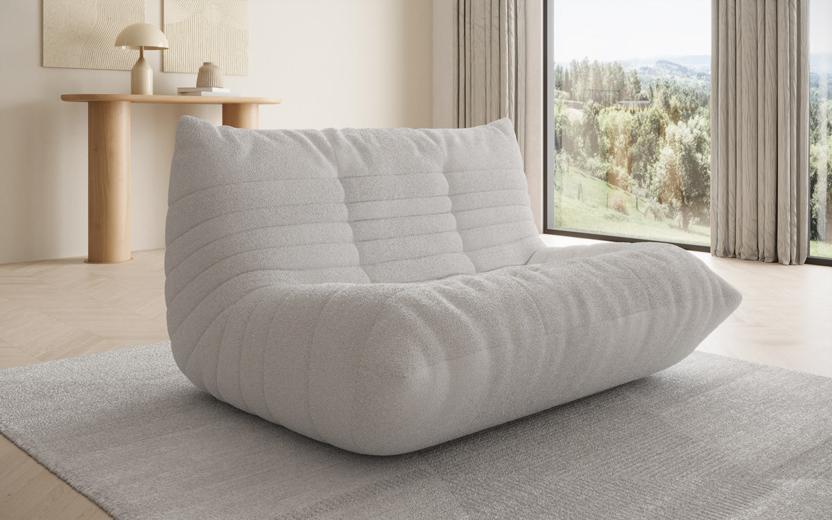 Designer 2 Sitzer Sofa Calmo in Teddy Bouclé