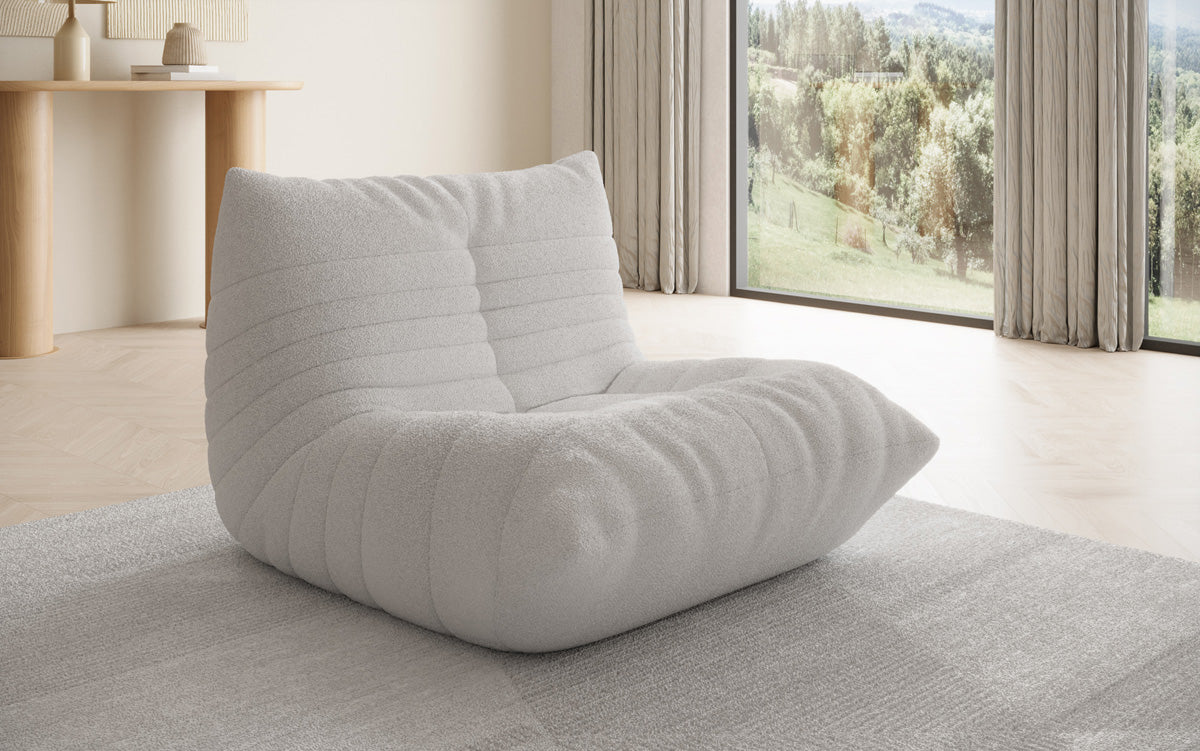 Designer Sofa-Sessel Calmo in Teddy Bouclé