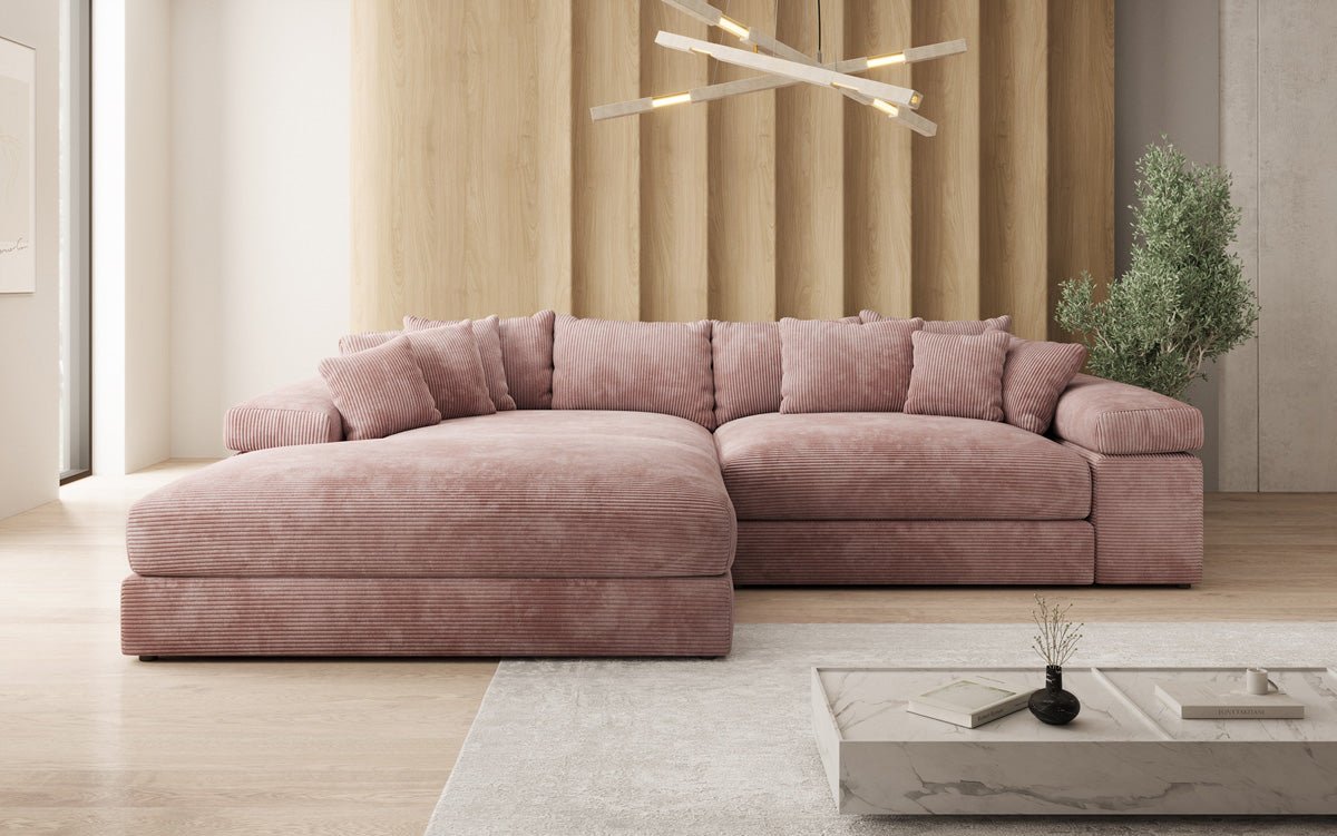 Designer Sofa Bernardo mit breiter Ottomane in Cord
