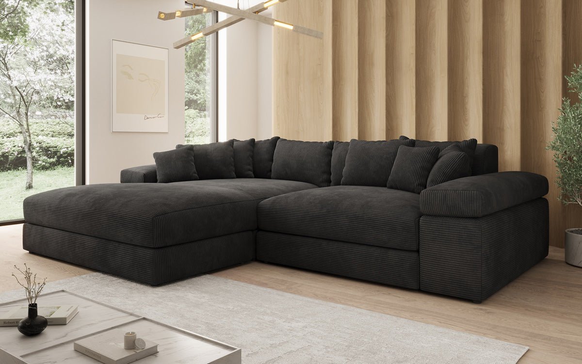 Designer Sofa Bernardo mit breiter Ottomane in Cord