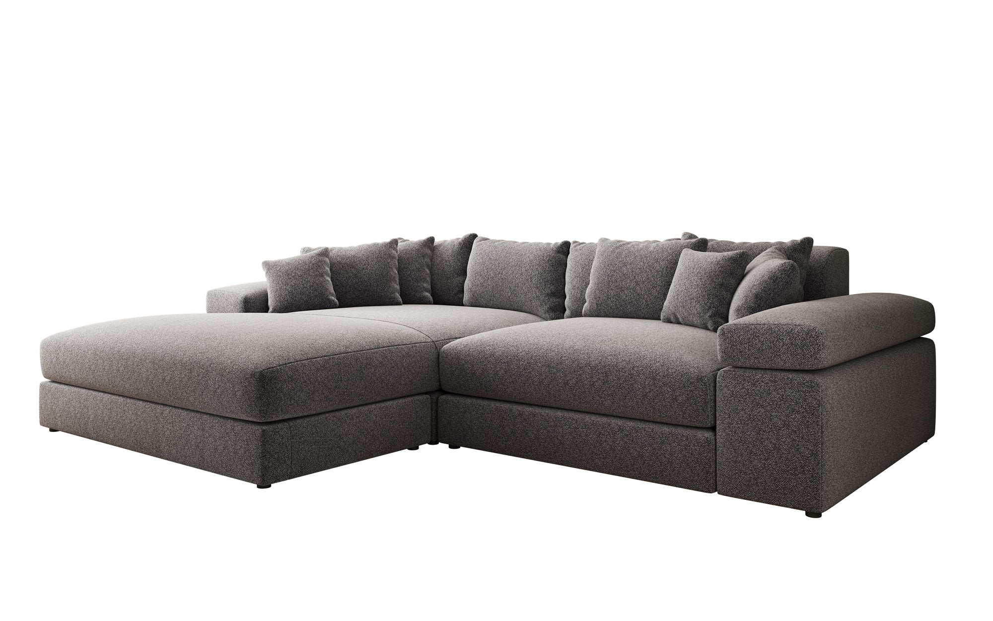 Designer Sofa Bernardo mit breiter Ottomane in Strukturstoff