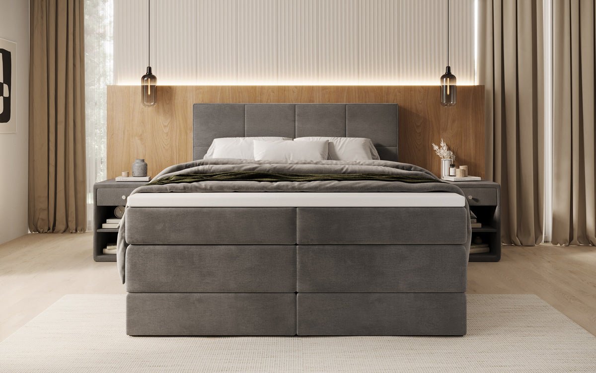 Boxspringbett Mareno mit Stauraum in Samt