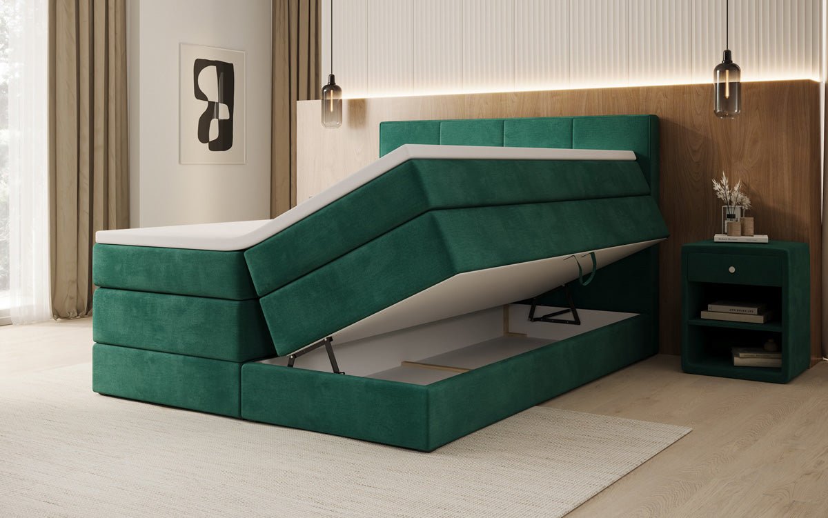Boxspringbett Mareno mit Stauraum in Samt