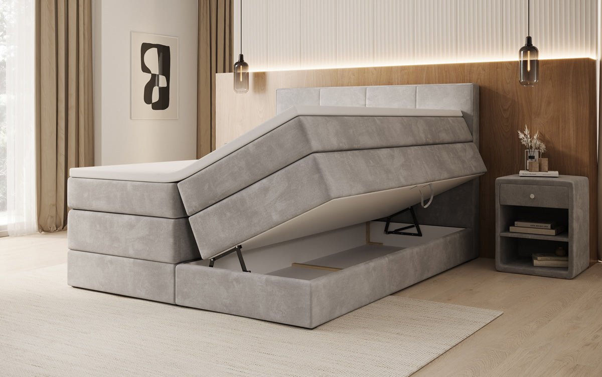Boxspringbett Mareno mit Stauraum in Samt