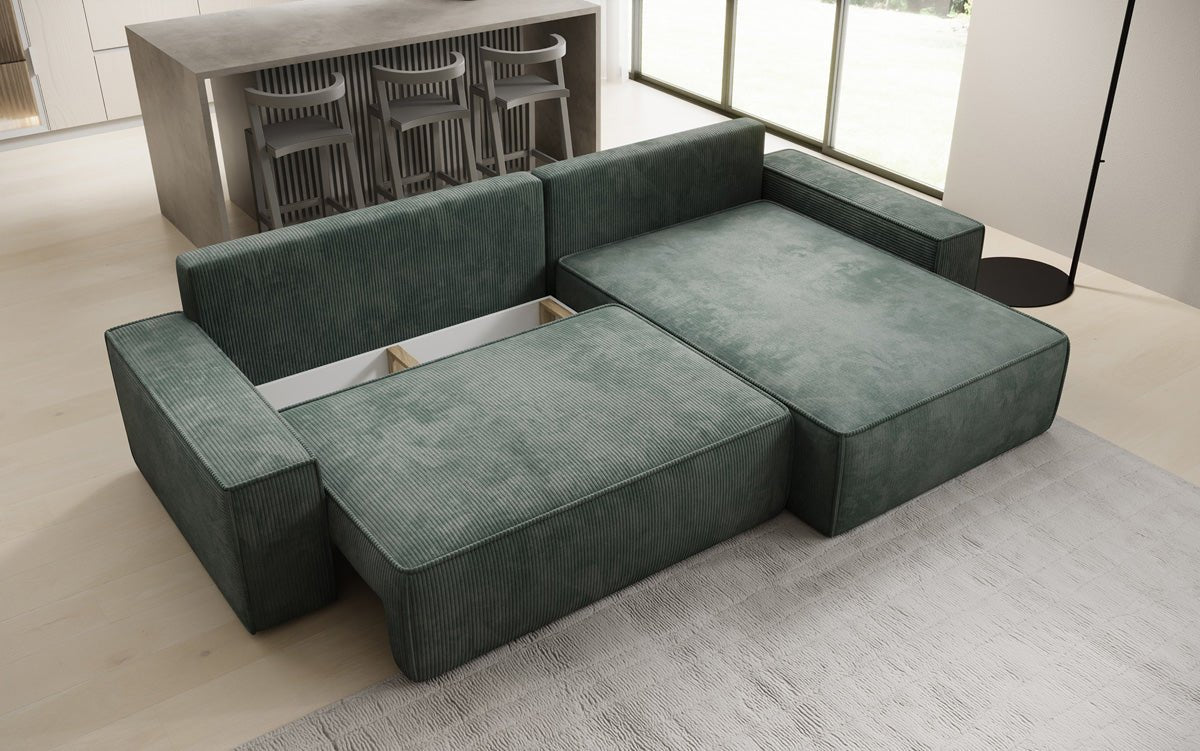 Designer Sofa Lunaro mit Schlaf- und Klappfunktion in Cord