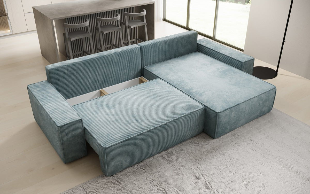 Designer Sofa Lunaro mit Schlaf- und Klappfunktion in Cord