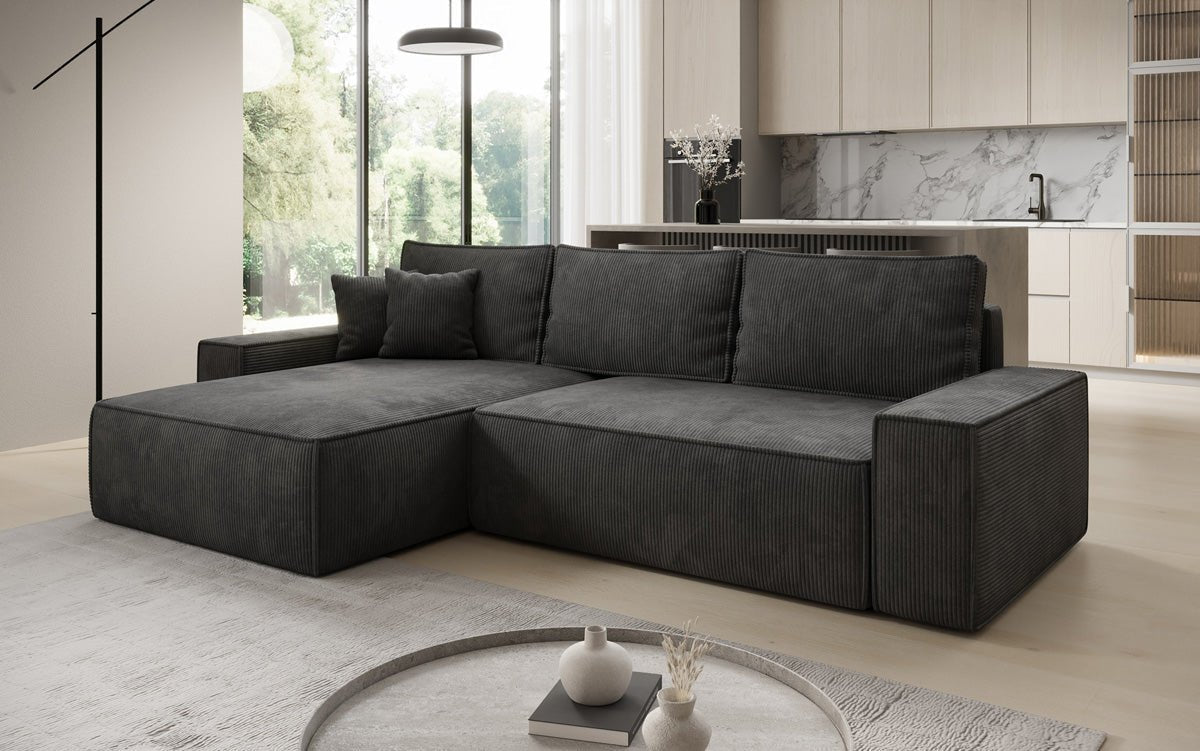 Designer Sofa Lunaro mit Schlaf- und Klappfunktion in Cord