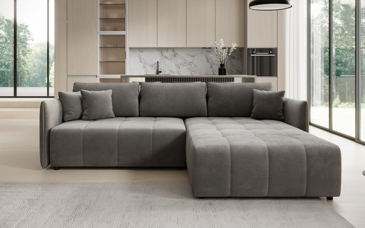 Designer Sofa Velaro L mit Schlaf- und Klappfunktion in Samt