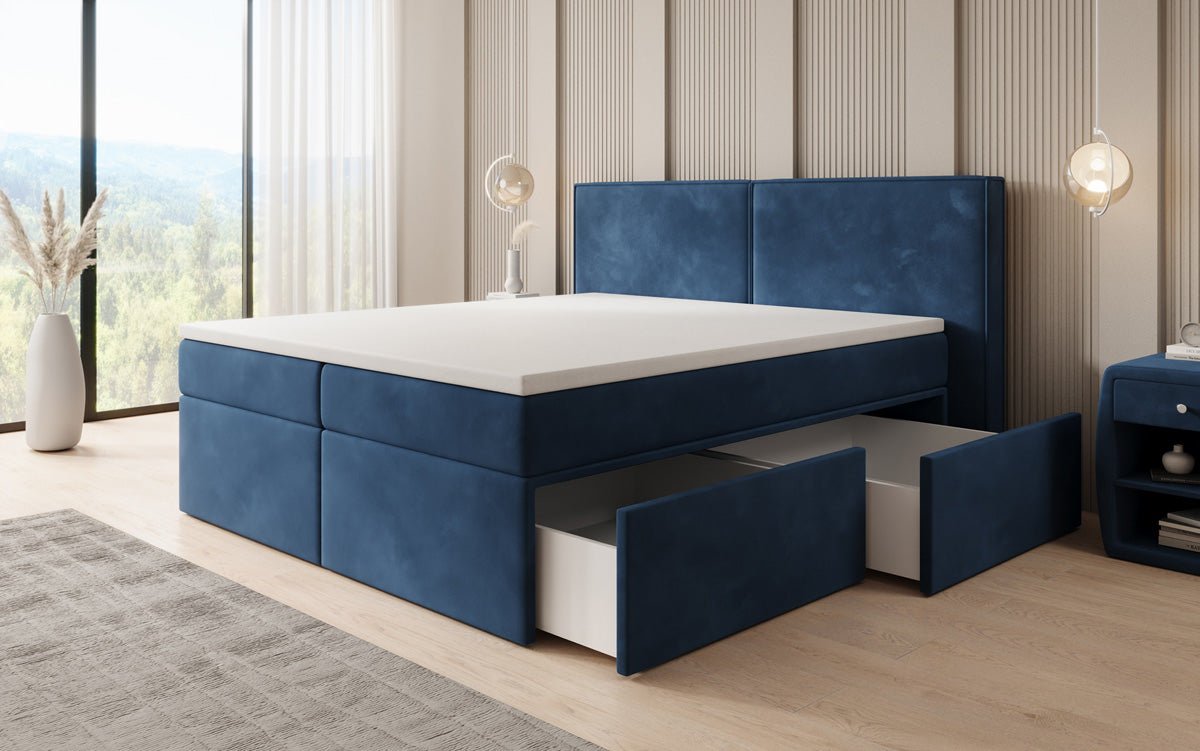 Boxspringbett Ophelia mit Schubladen in Samt