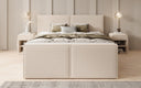Boxspringbett Ophelia II mit hochklappbarem Stauraum in Teddy Bouclé