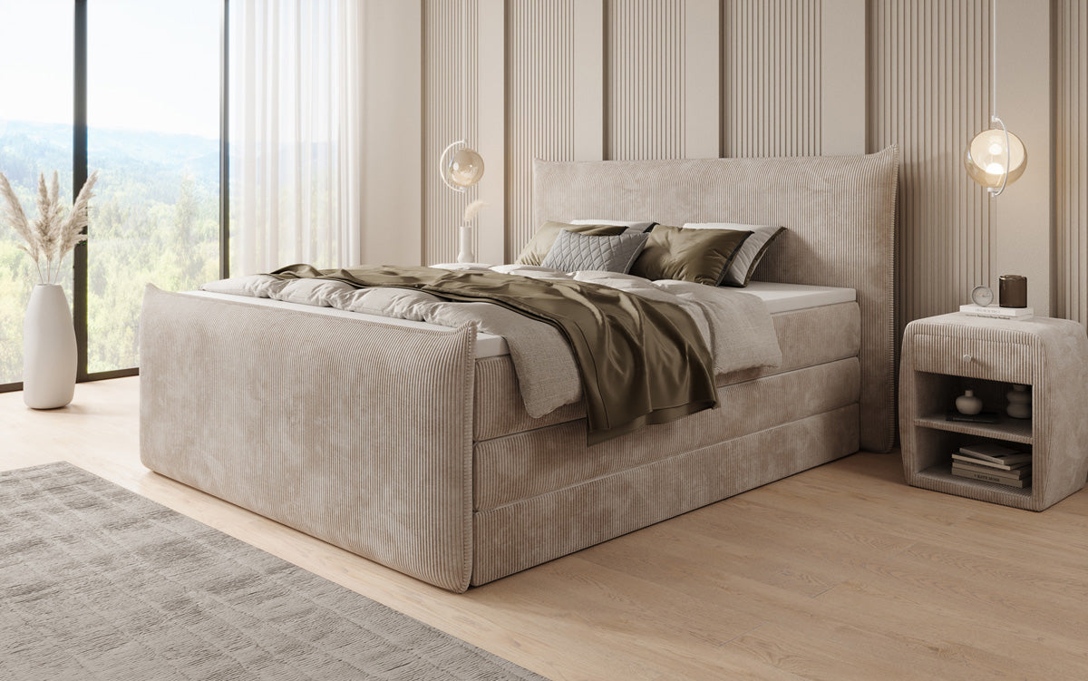Boxspringbett Liana II mit hochklappbarem Stauraum in Cord