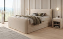 Boxspringbett Liana II mit hochklappbarem Stauraum in Teddy Bouclé