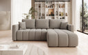 Designer Ecksofa Beatrice mit Schlaf- und Klappfunktion in Bouclé