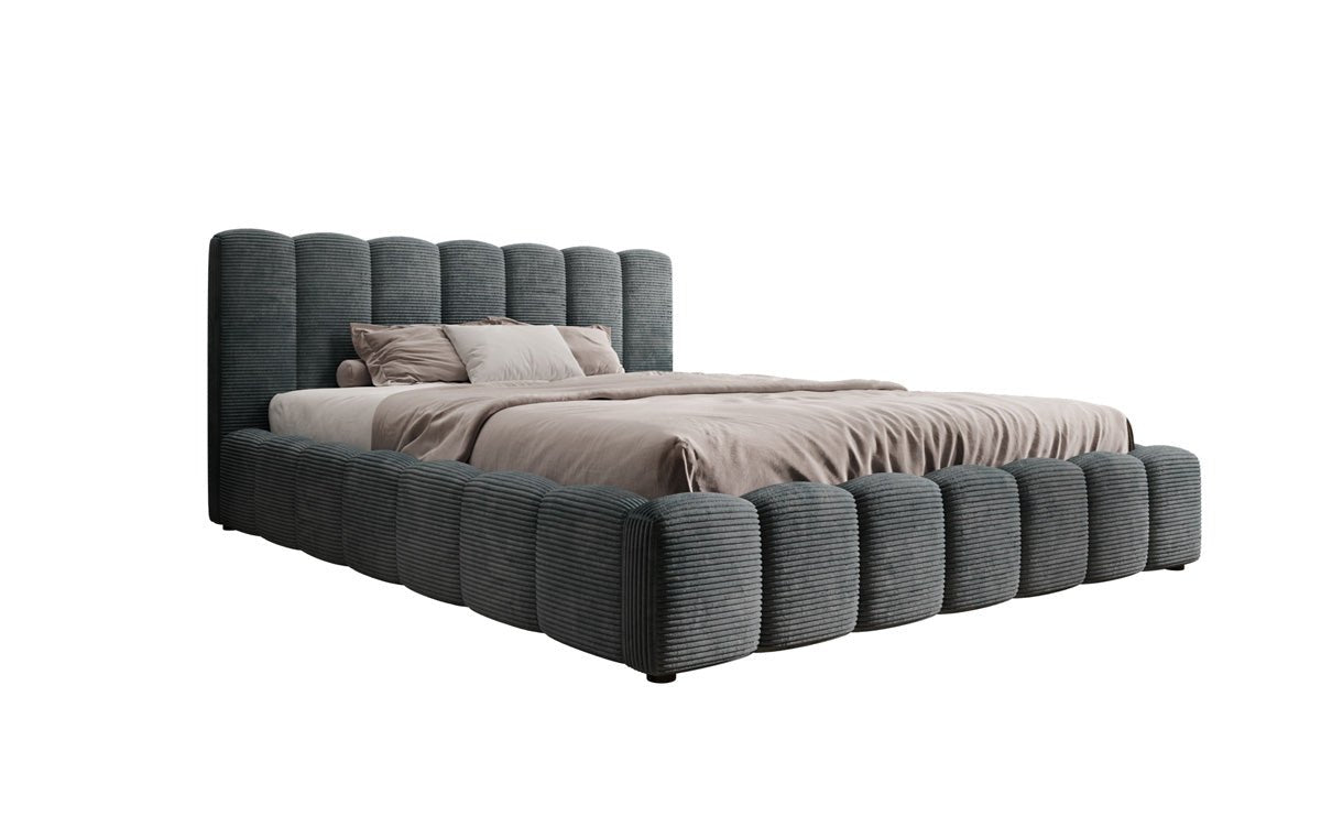 Designer Polsterbett Nuveo in Cord mit Stauraum