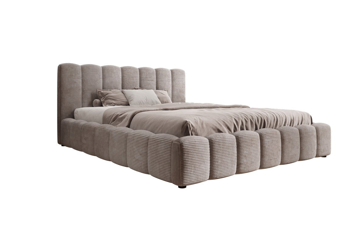 Designer Polsterbett Nuveo in Cord mit Stauraum