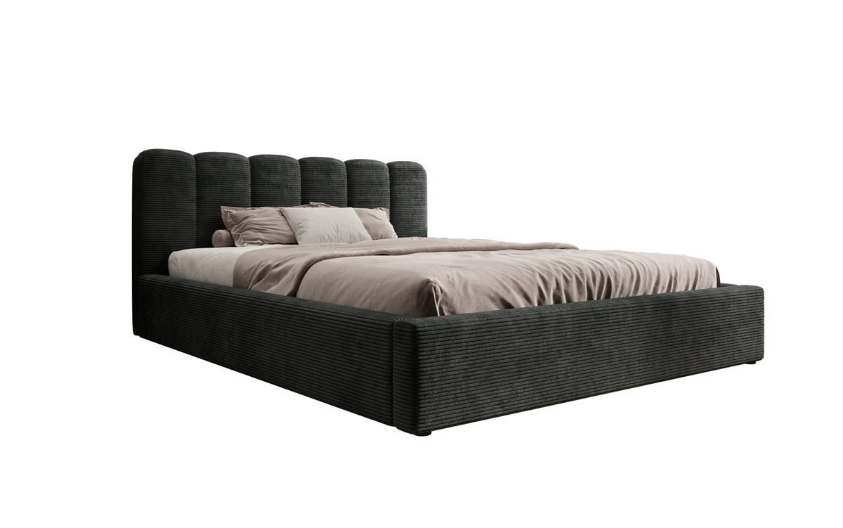 Designer Polsterbett Nerra in Cord mit Stauraum
