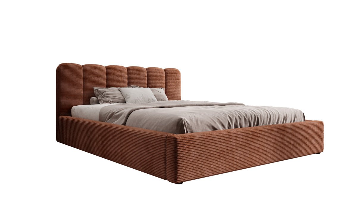 Designer Polsterbett Nerra in Cord mit Stauraum
