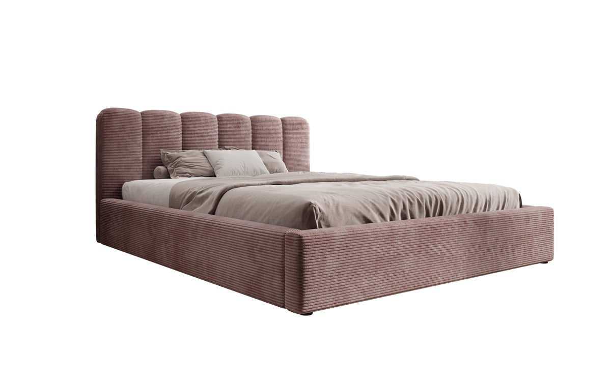 Designer Polsterbett Nerra in Cord mit Stauraum