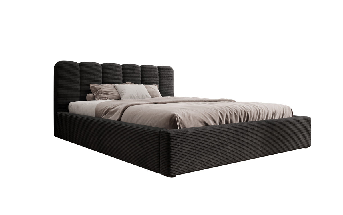 Designer Polsterbett Nerra in Cord mit Stauraum