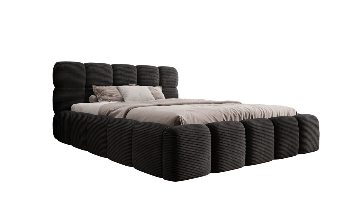 Designer Polsterbett Noeva in Cord mit Stauraum