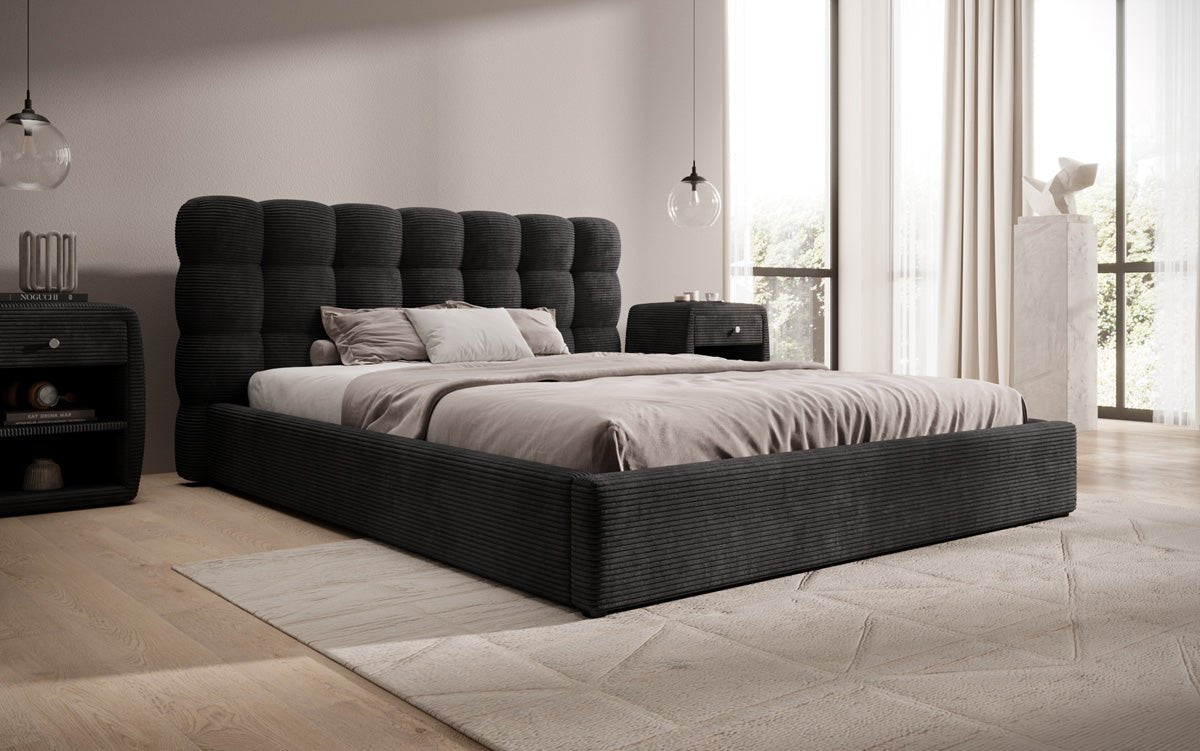 Designer Polsterbett Calivo in Cord mit Stauraum