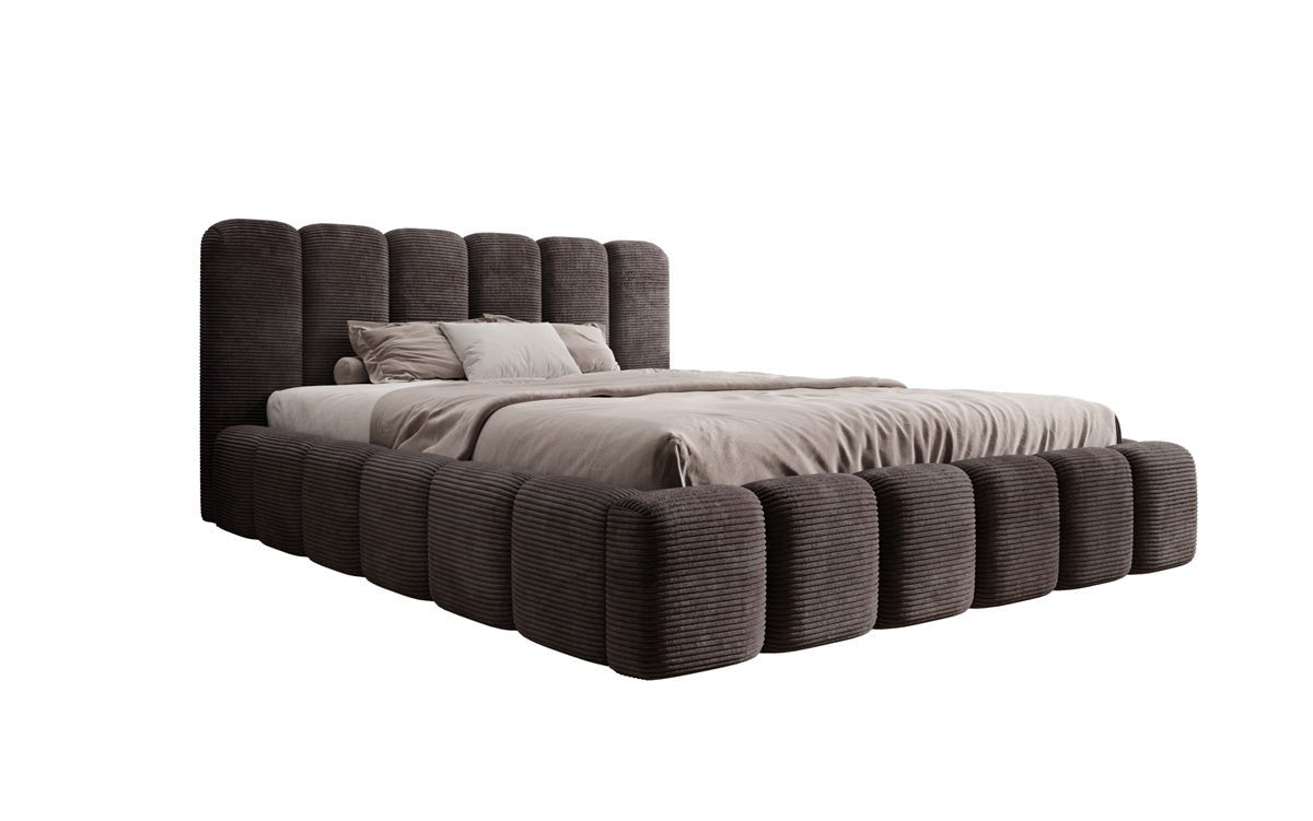 Designer Polsterbett Tevara in Cord mit Stauraum