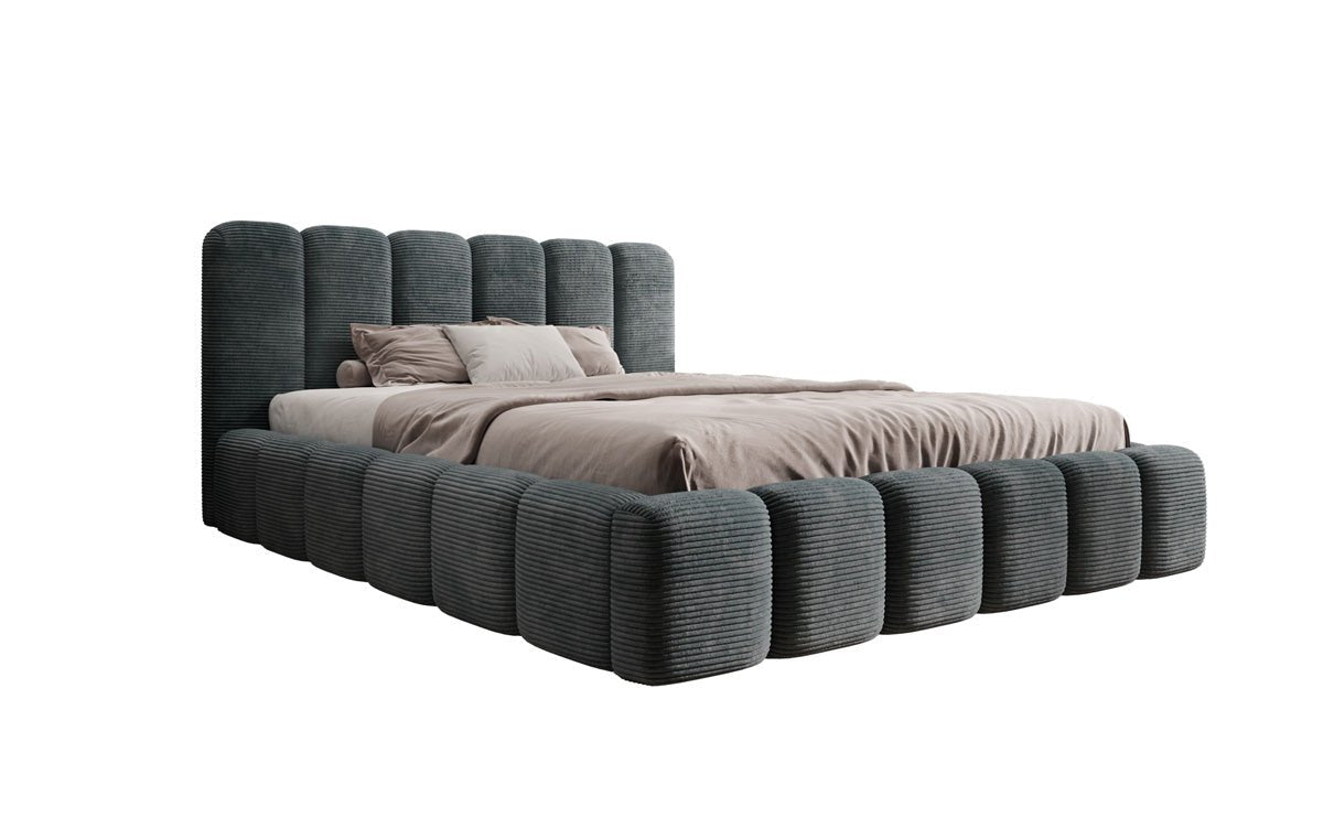 Designer Polsterbett Tevara in Cord mit Stauraum